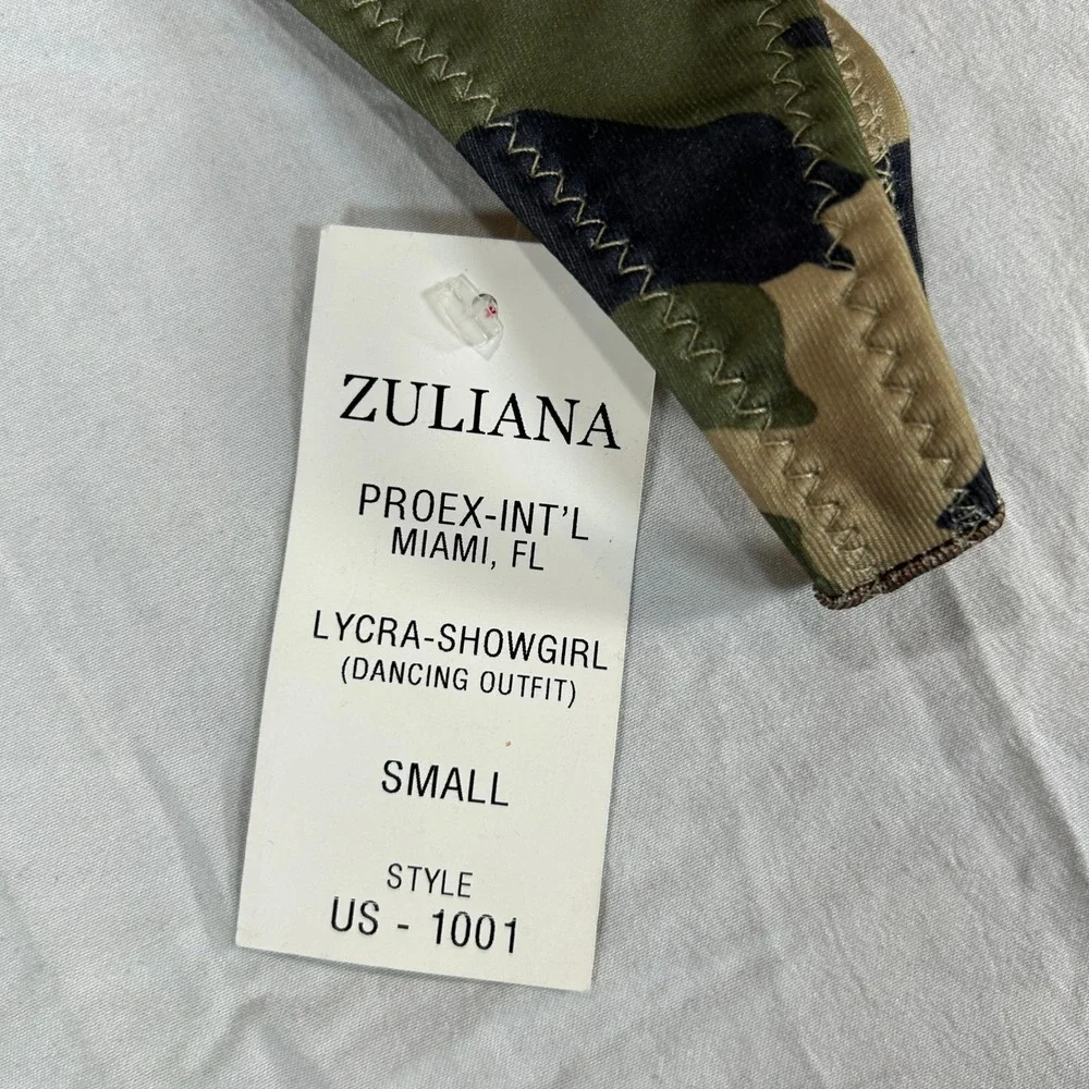 Zuliana VTG Camo Lycra Showgirl Dancing G-String Thong Small USA‎ NWT